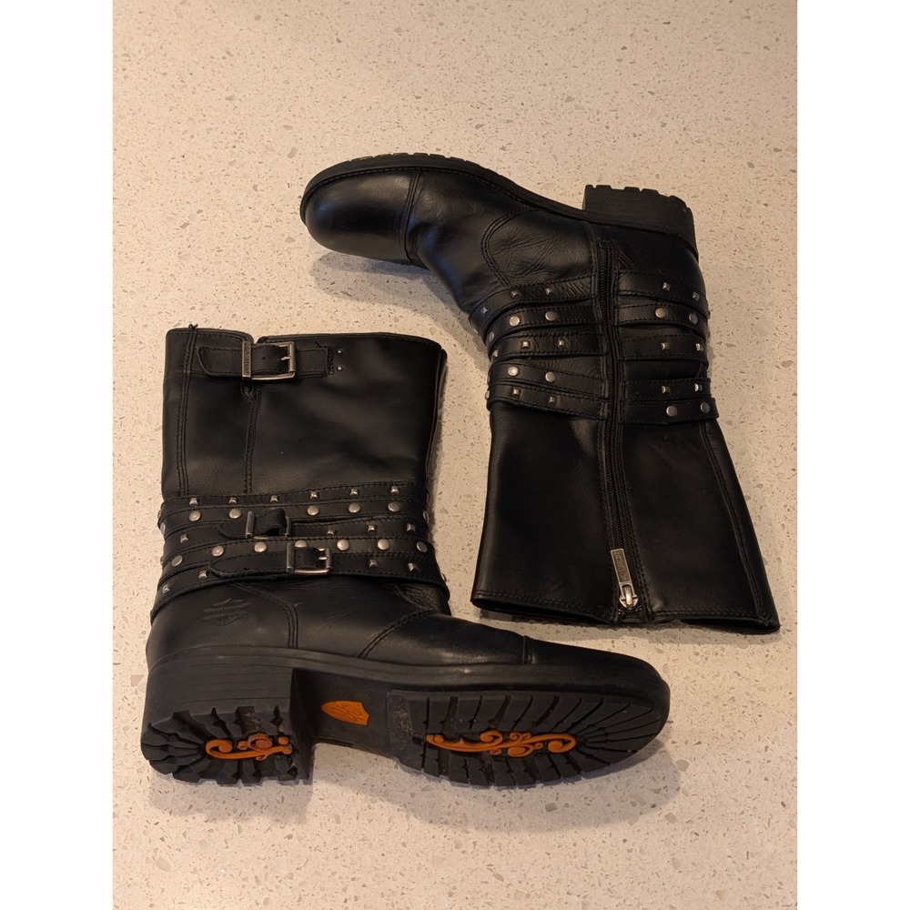 Harley Davidson Women's 8 US 39 EU Motorcycle Leather Zip Buckle Moto Boots